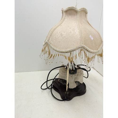 1156 - A Resin Lamp Depicting 3 Owls With A Cream Lamp Shade - By The Juliana Collection