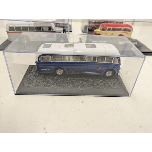 1162 - A Selection Of Various Model Busses In Display Cases - Including Bedford And Others