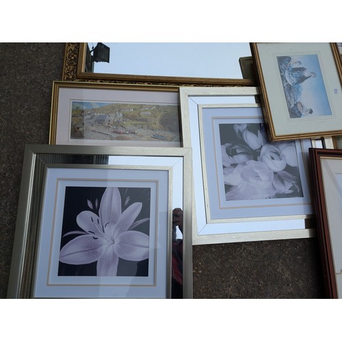 1165 - A Selection Of Guilt Framed Pictures And Mirrors