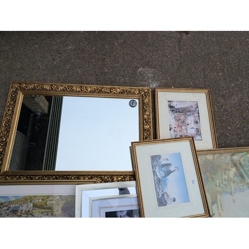 1165 - A Selection Of Guilt Framed Pictures And Mirrors