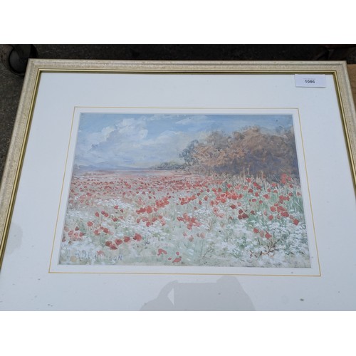 1190 - a trio of watercolour pictures - depicting sea, woods and poppy field - one signed a. ardingson