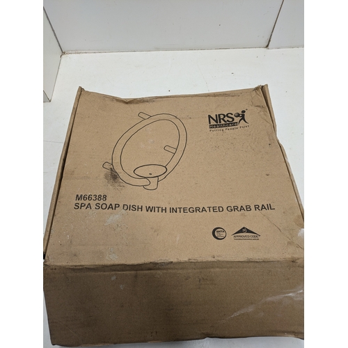 1203 - A bathroom soap dish holder with grab rail - unused in box