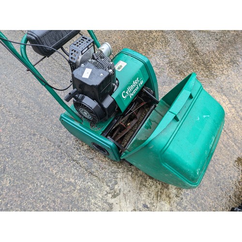 28 - A Cylinder Petrol 14s Petrol lawn mower with scarifier attachment