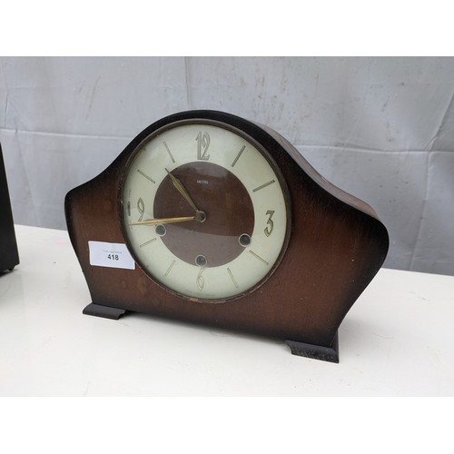 418 - A pair of Vintage Mantle Clocks Including a Smiths