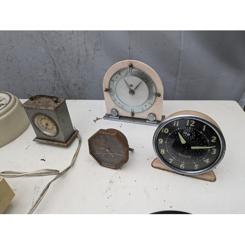 415 - A Selection of Various Retro And Vintage Mantle and Wall Clocks Including Westclox and Metamec