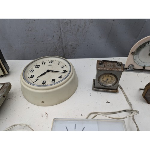 415 - A Selection of Various Retro And Vintage Mantle and Wall Clocks Including Westclox and Metamec