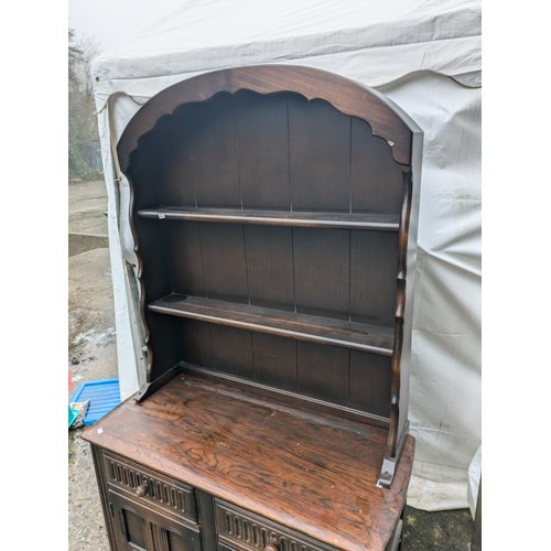 251 - A Vintage Carved Welsh Dresser with 2 Drawers and a Cupboard Space