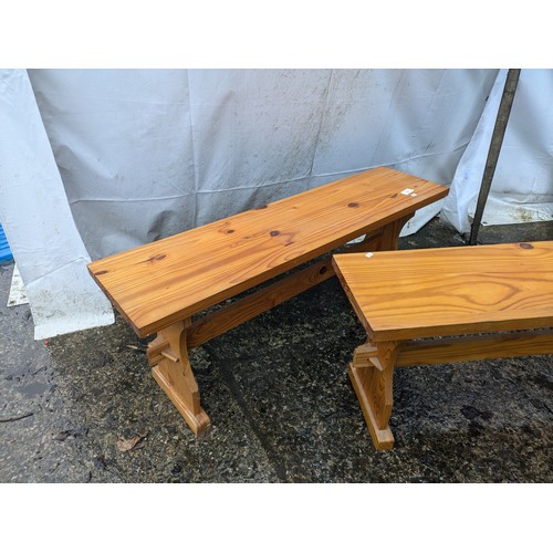 202 - A pair of Low Pine Tables - approx 110x29x46cm