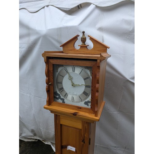 201 - A Modern Pine Grandmother Clock With a Quartz Movement