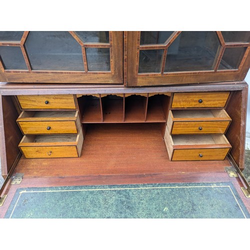 203 - A Vintage Mahogany Bureau With a Glass Fronted Top Display Cabinet