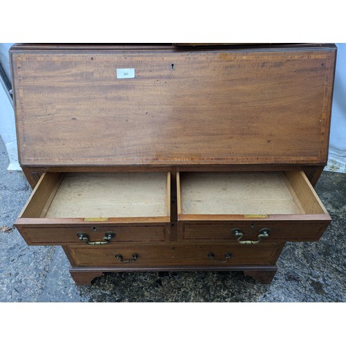 203 - A Vintage Mahogany Bureau With a Glass Fronted Top Display Cabinet