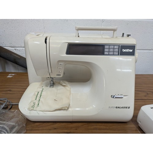 608 - A Brother Super Galaxie 2 Sewing Machine with Manual, Case and Pedal