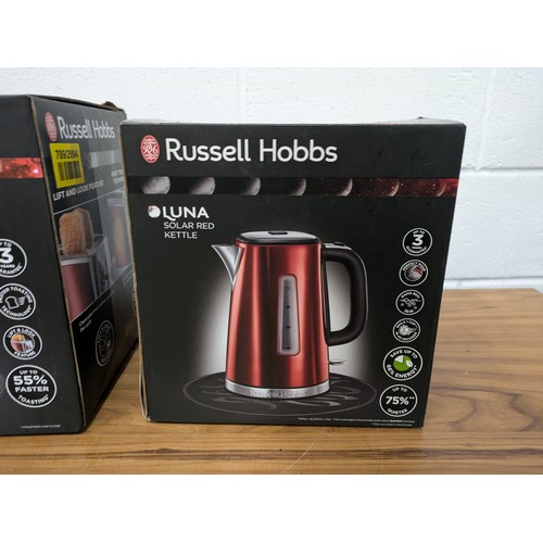 605 - A Pair of Russell Hobbs appliances - Kitchen and Toaster - models 23210 and 23220 - Luna Red