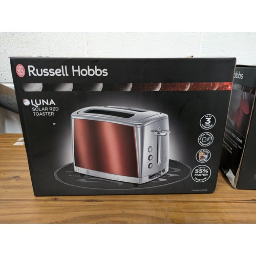 605 - A Pair of Russell Hobbs appliances - Kitchen and Toaster - models 23210 and 23220 - Luna Red