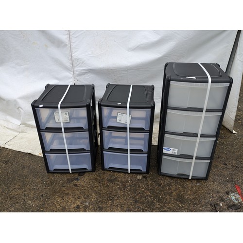 206 - 3 Unused 3 and 4 Drawer Plastic Storage Units