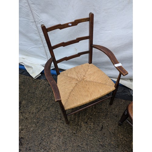 217 - A Pair of Antique Chairs - One Oak Wicker and One Pine Wicker