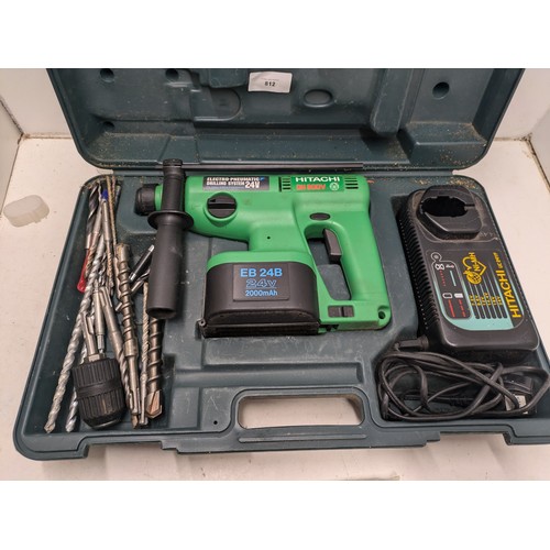 812 - A Hitachi Model DH20DV SDS Drill in Case With Battery And Charger