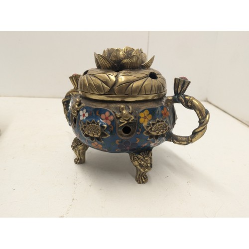 428 - A Marked Chinese Cloisonne Enamel Bronze Gilt Dynasty Dragon incense burner