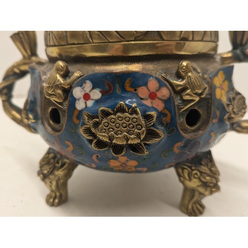 428 - A Marked Chinese Cloisonne Enamel Bronze Gilt Dynasty Dragon incense burner