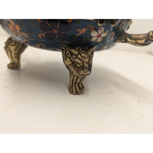 428 - A Marked Chinese Cloisonne Enamel Bronze Gilt Dynasty Dragon incense burner