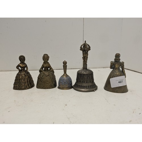 427 - A Selection of Brass Bells Depicting Women