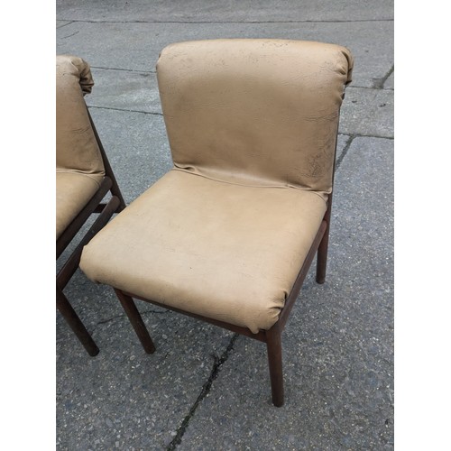 254 - 3 Leather Upholstered Mid-Century Chairs