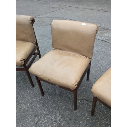 254 - 3 Leather Upholstered Mid-Century Chairs