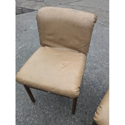 254 - 3 Leather Upholstered Mid-Century Chairs