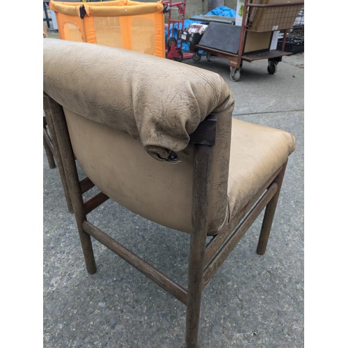 254 - 3 Leather Upholstered Mid-Century Chairs