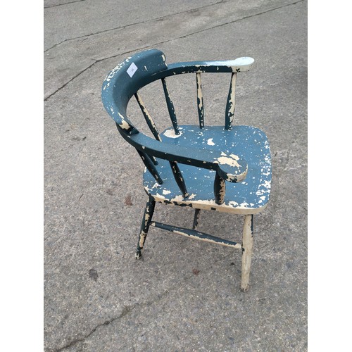 255 - A Vintagr Painted Oak Captains Chair