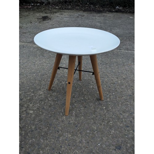 244 - A Pair of Art Deco Style Tables - Pine Feet with white Tops