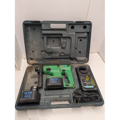 822 - A Hitachi DH20DV Cordless SDS Drill In Case With Battery and Charger