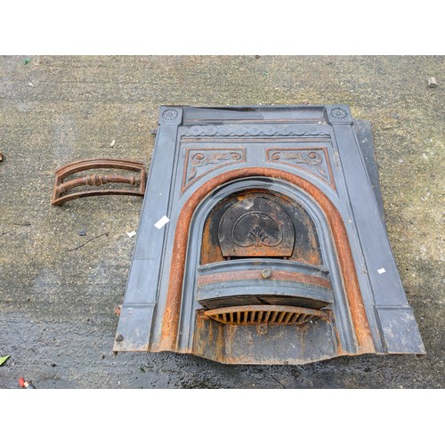 66 - An early 20th Century Cast Iron Fireplace With Gauze and Drawer