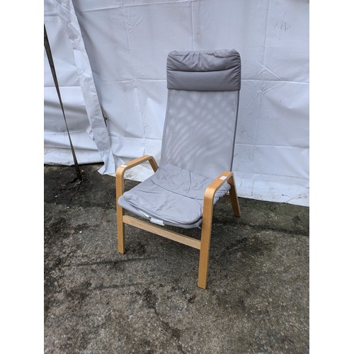 269 - An Ikea Grey Mesh Chair With Wood Frame