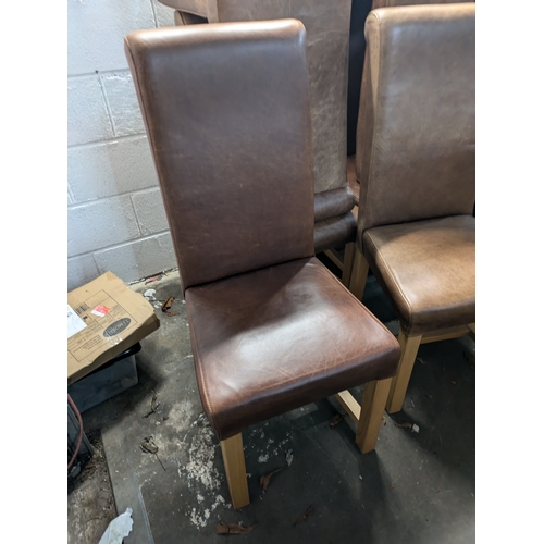 294 - A set of 6 brown leather dining chairs