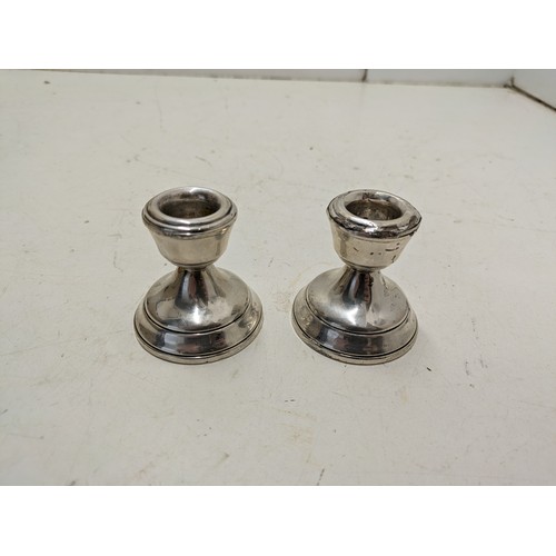 445 - A Pair of Birmingham Hallmarked Sterling Silver Candlesticks