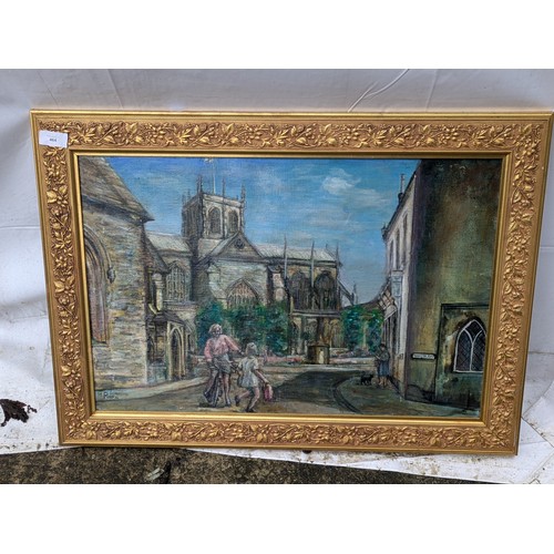 464 - An Oil Painting Depicting Westbury Cathedral - Signed RAEL1996