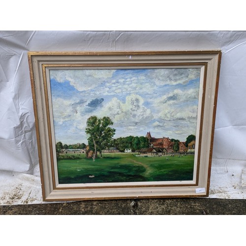 470 - An Oil Painting Depicting a Park and Buildings - Signed