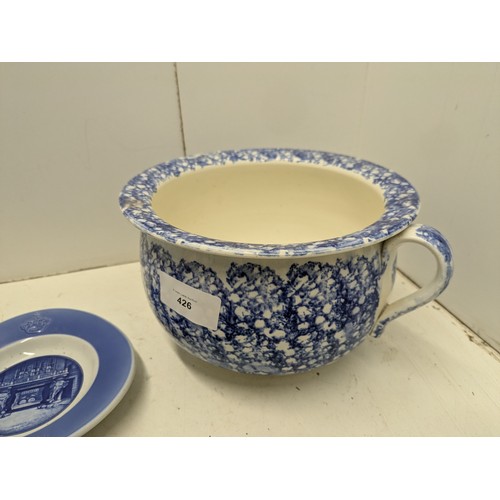 494 - A Selection Of Blue And White Ceramic Souviner Plates, And A Stone Wash Bowl