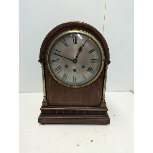 500 - An 8 Day Steel Dial Mahogany Cased Mantle Clock - Without Original Movement