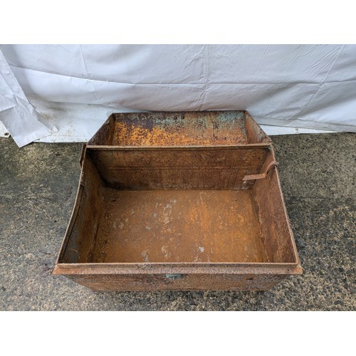 502 - An Unusual Scalloped Top Early 20Th Century Metal Storage Trunk