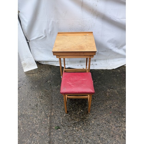 299 - A 1970s school desk with stool