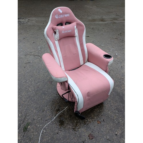 300 - A Pink Costway Reclining and Massaging Gaming Chair