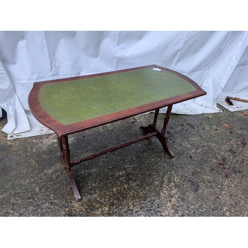 306 - A Small Mahogany Vernier Leather Topped Occasional Coffee Table