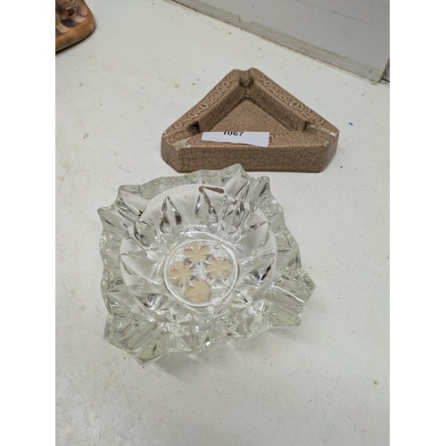 1265 - A Vintage Ceramic Ash Tray and a Glass Ash Tray