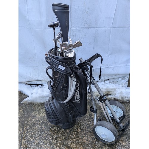 203 - A Selection of Left Handed Golf Clubs Including TaylorMade, Sam Snead, Etc in a Leather Carry Case