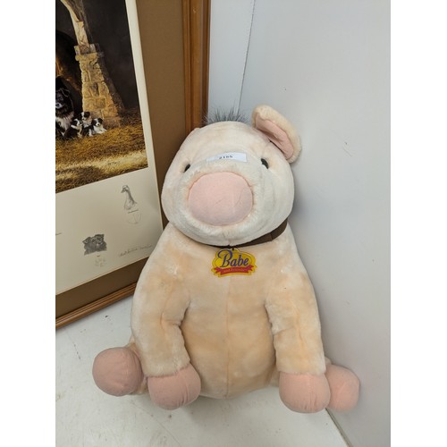 2155 - A babe the sheep pig soft toy with limited edition print of Babe characters