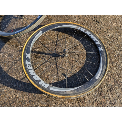 2159 - A Pair of Planet X Carbon Race Bike Wheels - No Evident Cracks or Significant Wear