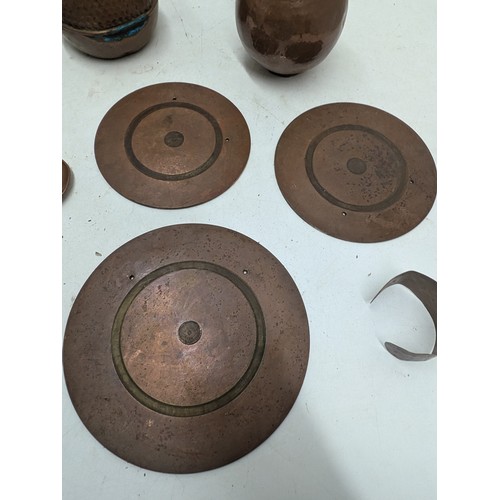 852 - A Large Collection of Antique Copper including Jugs, Plates Etc