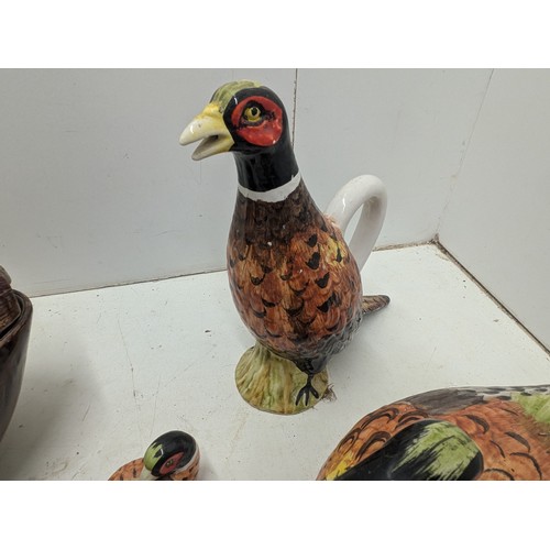 861 - A Selection of 5 Pheasant Porcelain Pieces including Serving Spoon, Dishes and Jug